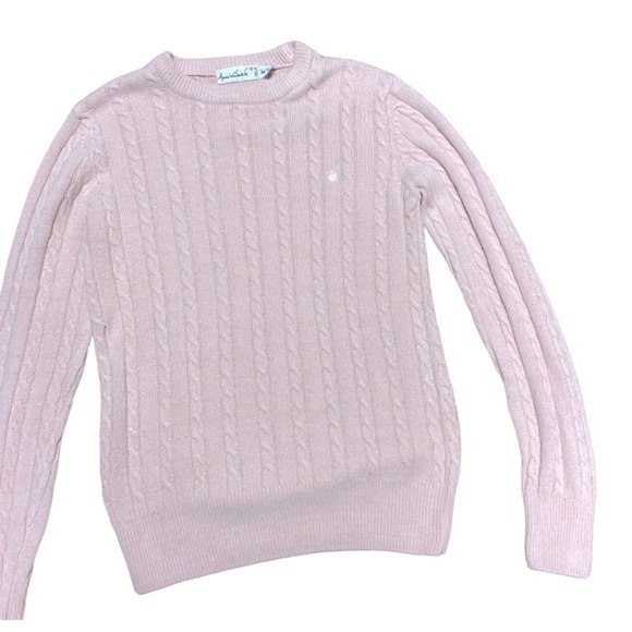 Gloria Vanderbilt Blush Pink Cable Knit Crewneck Long Sleeve Sweater - Picture 2 of 4